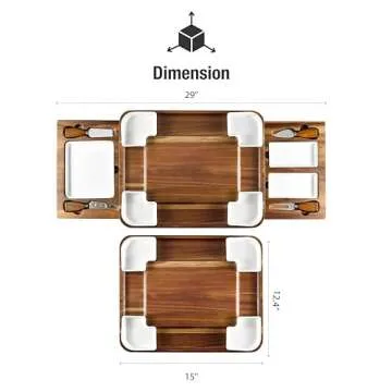 Shanik Wood - Marble Cheese Board Set with 3 Ceramic Bowls - Stainless Steel Cutlery Set, Charcuterie Board & Gift for Any Occasion (Without Engraving)