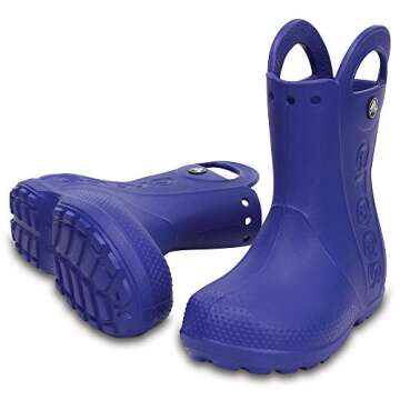 Crocs Kids' Handle It Rain Boots , Cerulean Blue, 9 Toddler