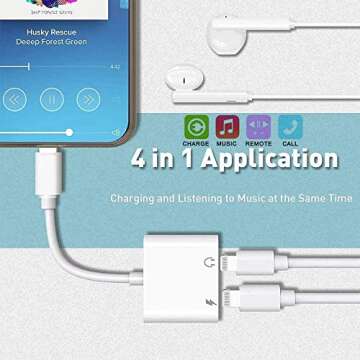 [Apple MFi Certified] 2PACK Dual Lightning Headphone Adapter for iPhone Splitter Audio and Charge Su...