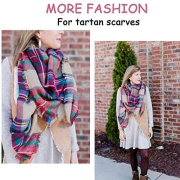 Dimore Trendy Plaid Blanket Scarf Women Big Oversized Long Scarves Warm Winter Tartan Checked Shawl ...