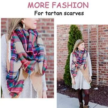 Dimore Trendy Plaid Blanket Scarf Women Big Oversized Long Scarves Warm Winter Tartan Checked Shawl ...