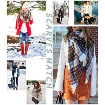 Dimore Trendy Plaid Blanket Scarf Women Big Oversized Long Scarves Warm Winter Tartan Checked Shawl Wrap Scarf Gift For Women