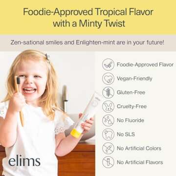 ELIMS Nano Hydroxyapatite Fluoride Free Toothpaste - Xylitol Remineralizing Toothpaste for Whitening Sensitive Teeth - SLS Free Orange Pineapple Mint Flavored Toothpaste for Adults & Kids 4oz