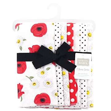 Hudson Baby Unisex Baby Cotton Flannel Burp Cloths, Poppy Daisy, One Size