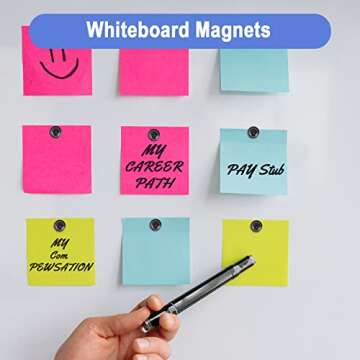 LEASEN Refrigerator Magnets, 12pcs Magnetic Push Pins,Magnets for Fridge, Black Metal Brushed Nickel Perfect for Whiteboard, Map,Office Magnets,Fridge Magnet, Kitchen Home School Classroom