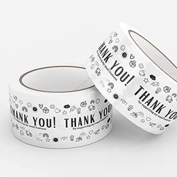 Mobiusea Creation Thank You for Supporting My Small Business Packing Tape | 1.88 Inch x 54 Yard | 3-Pack | Shipping Tape for Small Business Packaging Supplies, Cute Packing Tape Moving Supplies