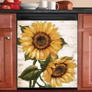 MLGB Retro Sunflower Kitchen Magnet Dishwasher Decor Cover
