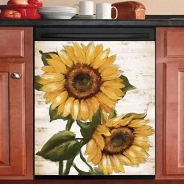 MLGB Retro Sunflower Kitchen Magnet Dishwasher Decor Cover