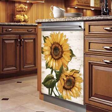 MLGB Retro Sunflower Kitchen Magnet Dishwasher Decor Cover