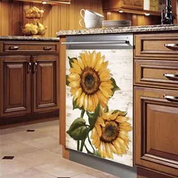 MLGB Retro Sunflower Kitchen Magnet Dishwasher Decor Cover