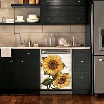 MLGB Retro Sunflower Kitchen Magnet Dishwasher Decor Cover