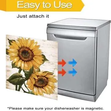 MLGB Retro Sunflower Kitchen Magnet Dishwasher Decor Cover