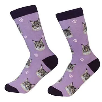 E&S Pets Maine Coon Socks - Fun Unisex Socks - Crazy Pet Lover - Novelty Socks Funny Gifts for Cat L...