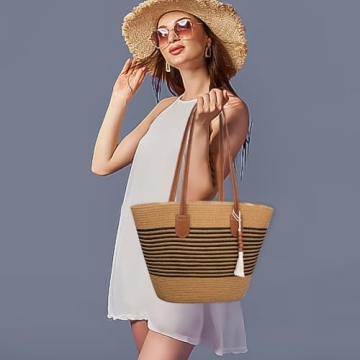 Shop iSamzan Straw Beach Tote Bag for Women, Ideal Summer Accessory
