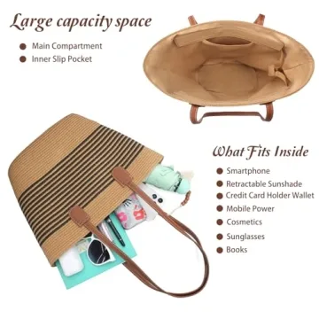 Shop iSamzan Straw Beach Tote Bag for Women, Ideal Summer Accessory