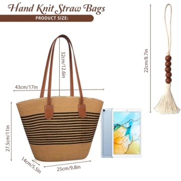 Shop iSamzan Straw Beach Tote Bag for Women, Ideal Summer Accessory