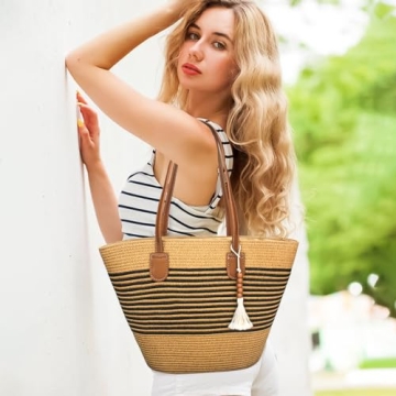 Shop iSamzan Straw Beach Tote Bag for Women, Ideal Summer Accessory