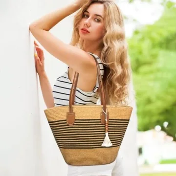 Shop iSamzan Straw Beach Tote Bag for Women, Ideal Summer Accessory