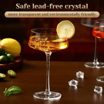 Bouaida Coupe Glasses Set of 6, Vintage Martini Glasses Set of 6, 8.8 Oz Coupe Cocktail Glasses, Cut...