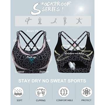 RUNNING GIRL Sports Bras for Women,Strappy Back Workout Bras Padded Supportive Leopard Print Sports Bra(WX2354 Leopard Print,L)