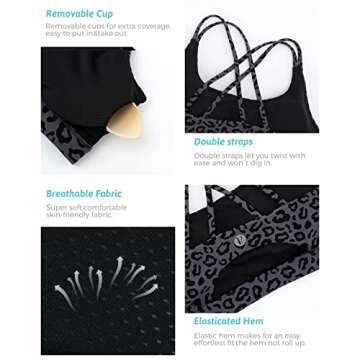 RUNNING GIRL Sports Bras for Women,Strappy Back Workout Bras Padded Supportive Leopard Print Sports Bra(WX2354 Leopard Print,L)