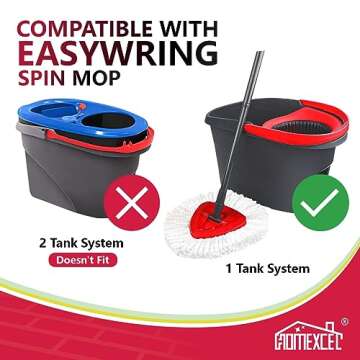 HOMEXCEL Mop Replacement Heads Compatible with O-Cedar EasyWring Spin Mops 2 Pack-Washable Microfibe...