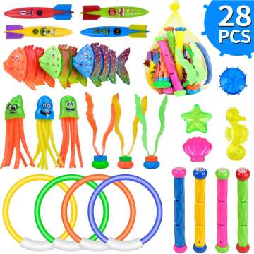 28 Pcs Balnore Underwater Swimming Pool Toys