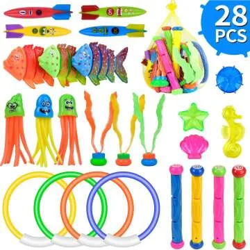 28 Pcs Balnore Underwater Swimming Pool Toys