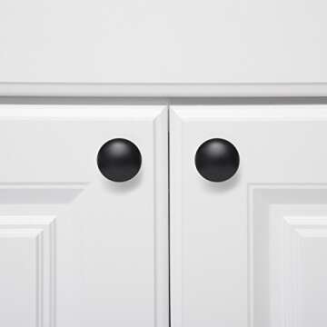 Stylish Flat Black Cabinet Knobs - 10-Pack by Amazon Basics