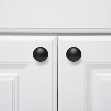 Stylish Flat Black Cabinet Knobs - 10-Pack by Amazon Basics