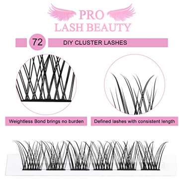 Lash Clusters, 72 Pcs Individual Cluster Lashes DIY Lash Extension 8-16mm Eyelash Clusters Natural W...