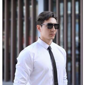 FEISEDY Retro Square Aviator Sunglasses for All