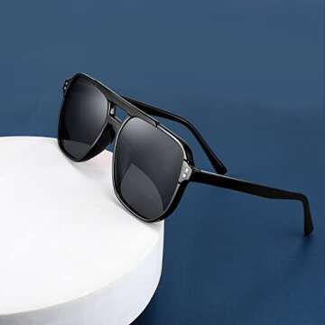 FEISEDY Retro Square Aviator Sunglasses for All