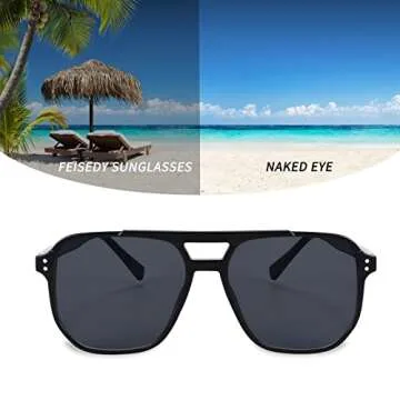 FEISEDY Retro Square Aviator Sunglasses for All