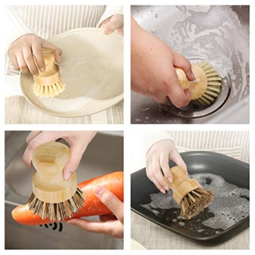 Eco-Friendly Bamboo Dish Scrub Brush Set for Natural Cleaning