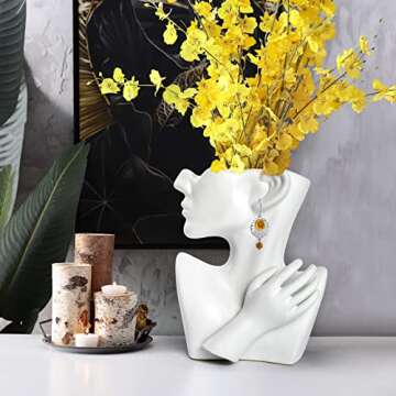 GAOBEI Gaobei Indoor Outdoor Head Planter Pot Ceramic Succulent Planter Vase Greek Statue Planter Ur...