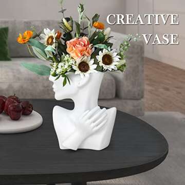 GAOBEI Ceramic Head Planter Vase for Home and Garden