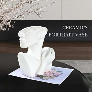 GAOBEI Ceramic Head Planter Vase for Home and Garden