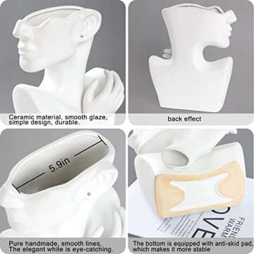 GAOBEI Ceramic Head Planter Vase for Home and Garden