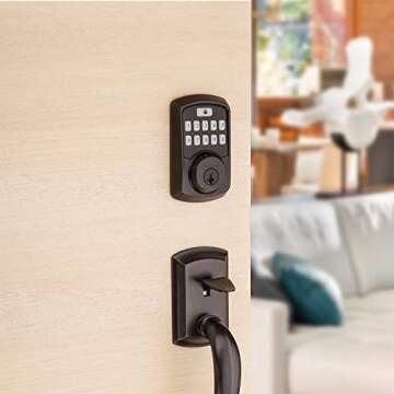 Kwikset 99420-002 Aura Bluetooth Programmable Keypad Door Lock Deadbolt Featuring SmartKey Security,...