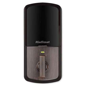 Kwikset 99420-002 Aura Bluetooth Programmable Keypad Door Lock Deadbolt Featuring SmartKey Security, Venetian Bronze