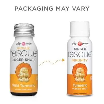 The Ginger People Ginger Rescue Ginger Shots, Wild Turmeric - 24 Fl Oz (Pack of 12)