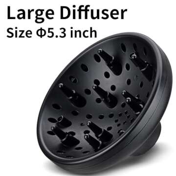 NITION Negative Ions Ceramic Hair Dryer with Diffuser(Large Size 5.3 inch) Attachment Ionic Blow Dryer Quick Drying,1875 Watt 2 Speed / 3 Heat Settings,Cool Shot Button,Lightweight,Gold