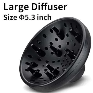 NITION Negative Ions Ceramic Hair Dryer with Diffuser(Large Size 5.3 inch) Attachment Ionic Blow Dryer Quick Drying,1875 Watt 2 Speed / 3 Heat Settings,Cool Shot Button,Lightweight,Gold