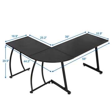ZenStyle L-Shape 58.1in Corner Computer Desk Home Office PC Laptop Table Multipurpose Gaming Worksta...