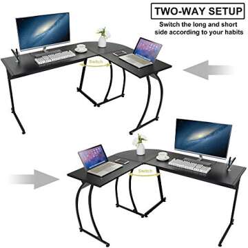 ZenStyle L-Shape 58.1in Corner Computer Desk Home Office PC Laptop Table Multipurpose Gaming Workstation with Solid Steel Frame/Waterproof Desktop