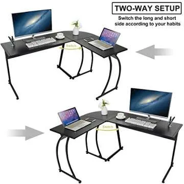 ZenStyle L-Shape 58.1in Corner Computer Desk Home Office PC Laptop Table Multipurpose Gaming Workstation with Solid Steel Frame/Waterproof Desktop