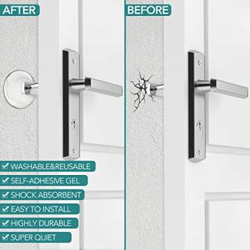 Door Stoppers Wall Protector, 6PCS Self Strong Adhesive Door Knob Wall Protector, Quiet, Shock Absorbent Gel for Home, Office, Wall Protectors from Door Knobs (Round 1.57inch, Clear)