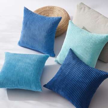 Topfinel Blue Throw Pillow Covers Set of 4 for Home Decor