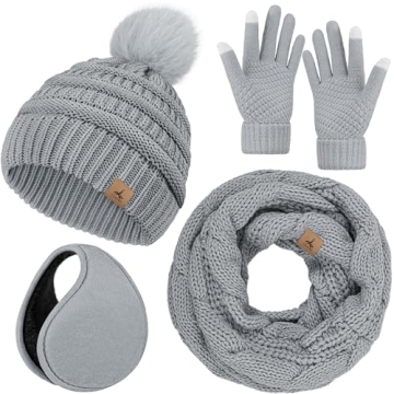 Winter Hat Scarf Gloves & Ear Warmer Set for Women